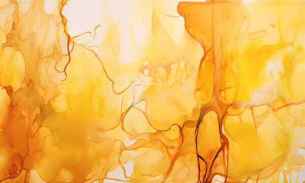 Yellow watercolor background exhibits a rich textured appearance, Ai Generated