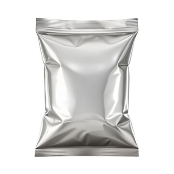 A empty foil and plastic snack bag mockup Isolated on transparent background