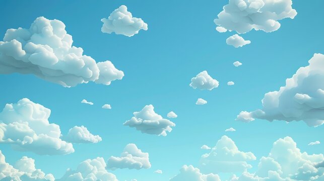 Silhouettes of clouds in the shape of cartoons against a blue sky