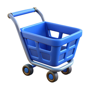 3d shopping cart in blue, perfect for e-commerce, retail, or grocery store visuals. Ideal for websites, advertisements, and promotional materials to attract online shoppers