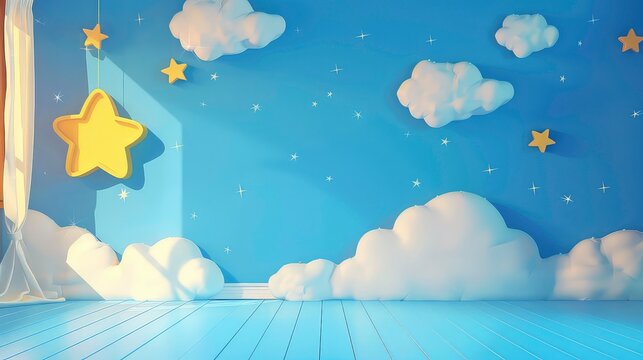 blue graphic cartoon Room animation night colorful toy design Clouds game wooden retro floor star Background scrapbook travel Room illustration nature white art story background blue Kids cute sky.