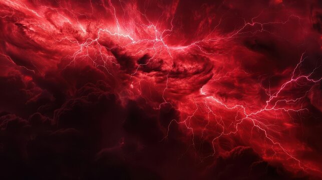 abstract red lightning storm cloud on dark background dramatic weather banner