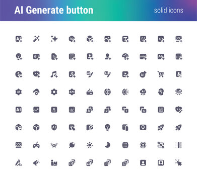 AI Generate button solid glyphs icons
