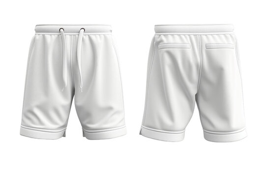 Blank white shorts pants mockup, front and back view