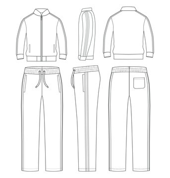 sport track suit jacket sweatshirt front, back and side views vector Illustration