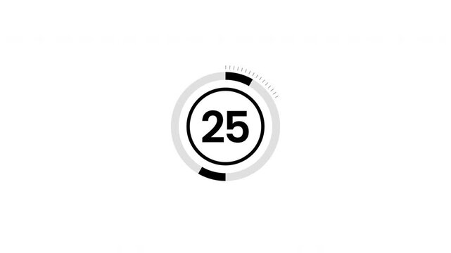 30 second countdown timer animation, from 30 to 0 on white background. 4k VIdeo