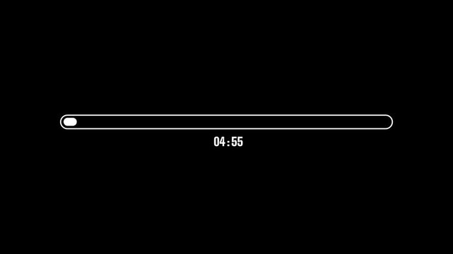 5 Minute Countdown Timer, White Numbers with Progress Bar on Black Screen