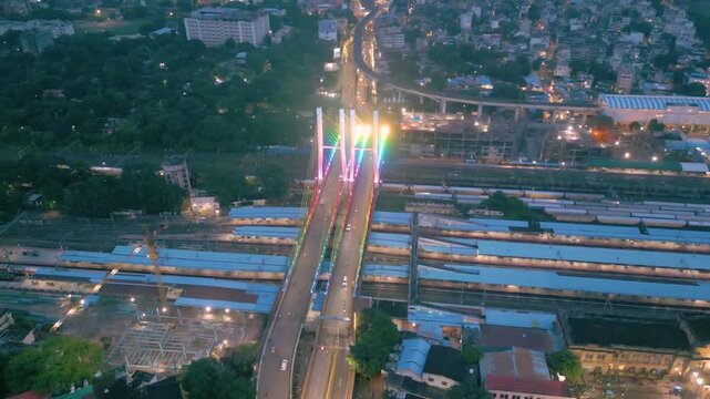 Aerial view of Nagpur Railway Station And Road Bridge