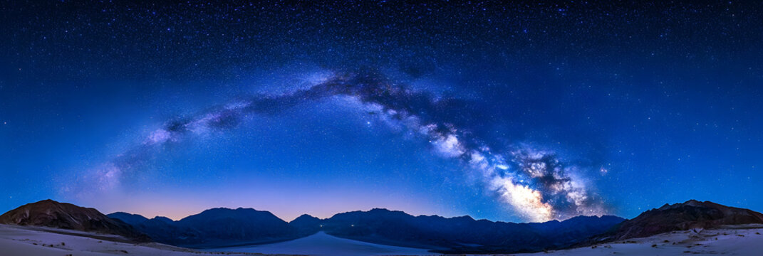 Milky Way galaxy over desert landscape