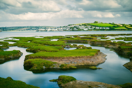 Landscape of unique land formations caused by water erosion to make beautiful natural islands during high tide