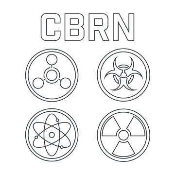 CBRN symbols in flat style, vector