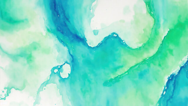 Yellow, Blue, and Green Liquid Fluid Watercolor Texture Abstract Background