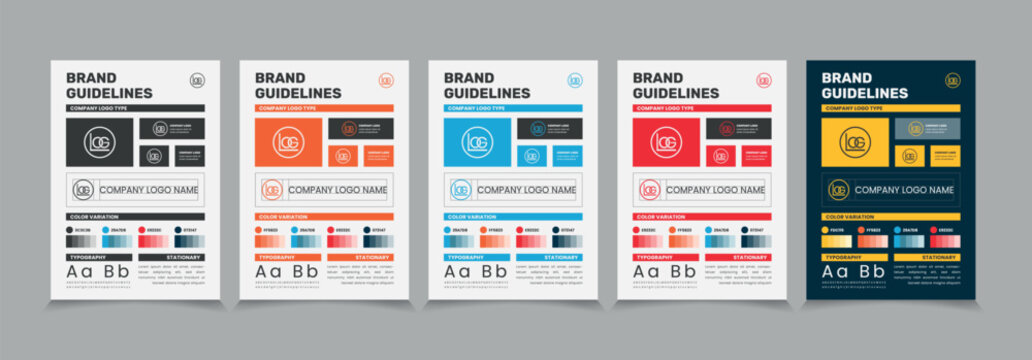 A4 Brand Guidelines Poster Layout Set, Simple style and modern Brand Guidelines, Brand identity Template.