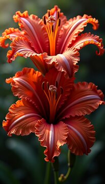 Vibrant Orange Lily Flowers in Bloom with Dramatic Lighting Phone wallpaper