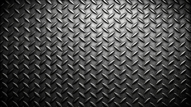 textured black metal surface with diamond plate pattern, showcasing rugged and industrial feel. This background is perfect for various design applications