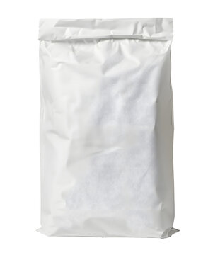 Blank white paper bag package of flour with shadow isolated on transparent background