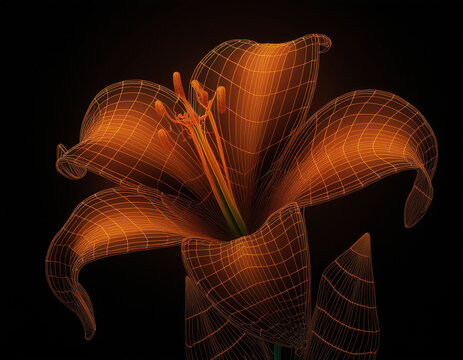 Orange Lily Flower Closeup Illustration