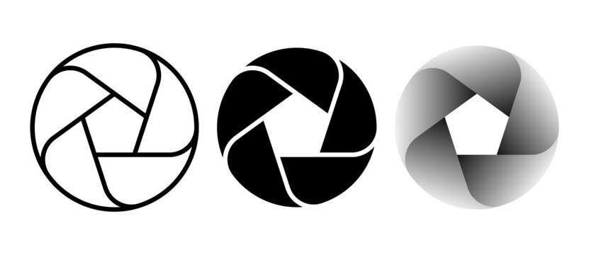 Set of circles with lines and gradient. A spiral with rounded ends in a circle as an icon, logo or symbol. Dynamic design element with 5 parts.