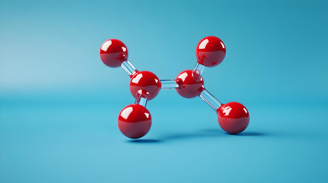 3D Rendered Molecular Model Red Spheres Connected