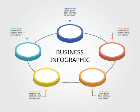 5 circle template for infographic for presentation for 5 element