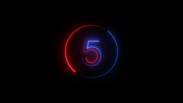 0 to 10 second modern digital countdown timer animation on black background. blue and red  color top ten countdown animated. 