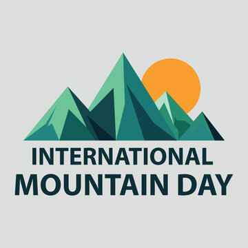 Mountain day - hand-written text, words, typography, calligraphy, hand-lettering. Vector concept morden illustration on mountain day in one color, for label, emblem, logo, banner, flyer, greeting card