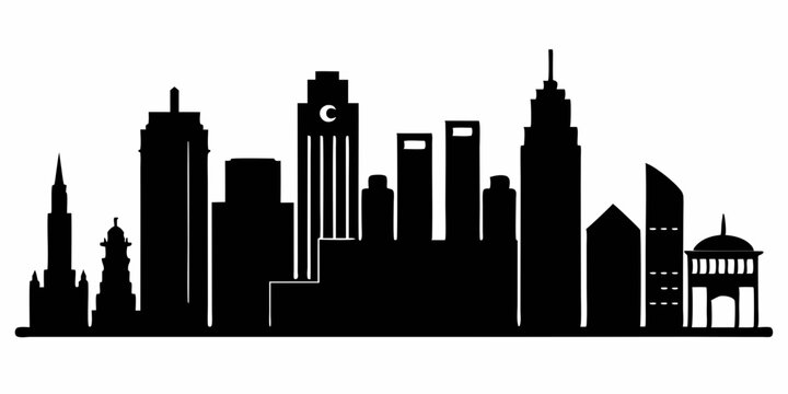 Kansas City skyline silhouette. Black Kansas City city design isolated on white background