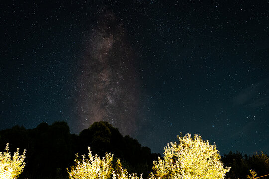 Beautiful night sky, milky way galaxy, Long exposure photograph