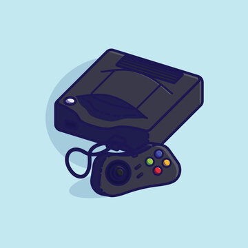 Simple game console and controller Neo Geo CD cartoon vector illustration Collection of game console concept icon isolated