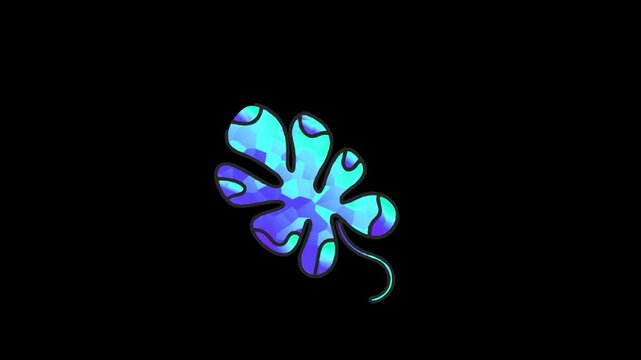 Colorful Flower growth animation concept. Beautiful colorful flower like grow motion animation with black png background. Flower growing from the ground up and swaying in the wind.