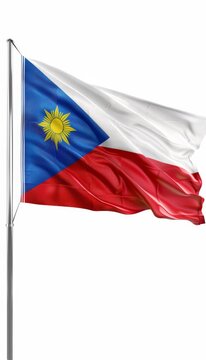 A vibrant image of the Philippines flag waving over a white background, symbolizing national