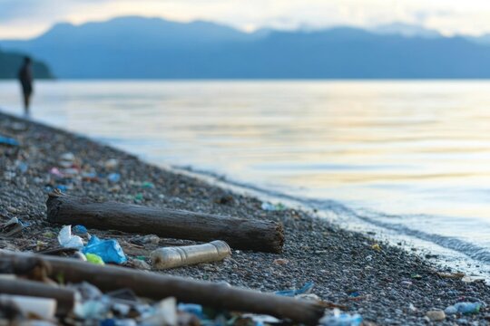 Pollution crisis at dah bodak island beach hangzhou china