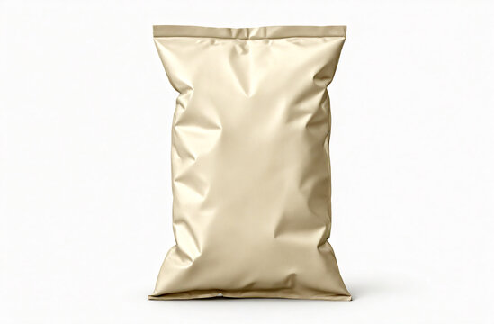 A blank chip bag with subtle crinkles, ready for custom branding, isolated on white background