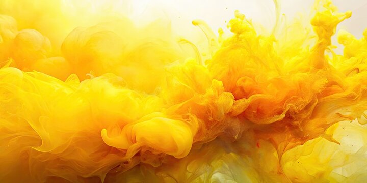 A vibrant yellow abstract watercolor painting, showcasing fluid golden hues and artistic texture.