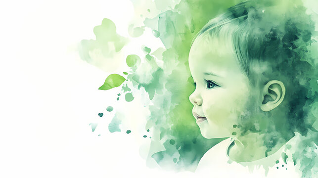 Green watercolor background ombre. Ombre. Illustration