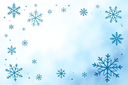 watercolor snowflakes blue shades create beautiful winter scene christmas decorations clipart