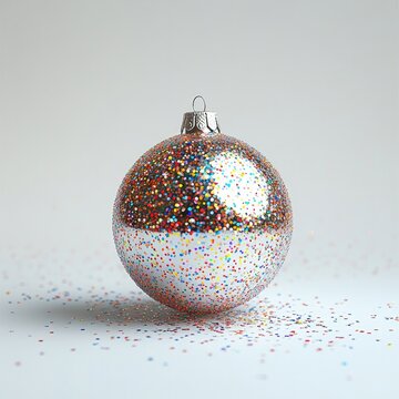 Glittering ornament reflects light, surrounded by scattered spar