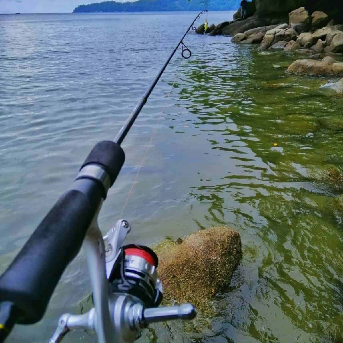 Clear waters perfect for fishing at Pantai Tanjung Asam