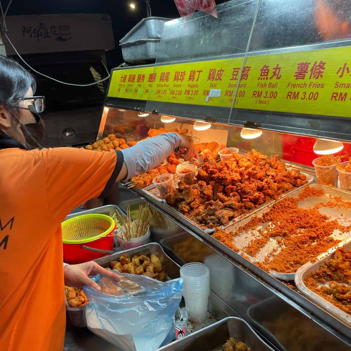 Fried chicken skin, fish balls and more at Macallum Night Market