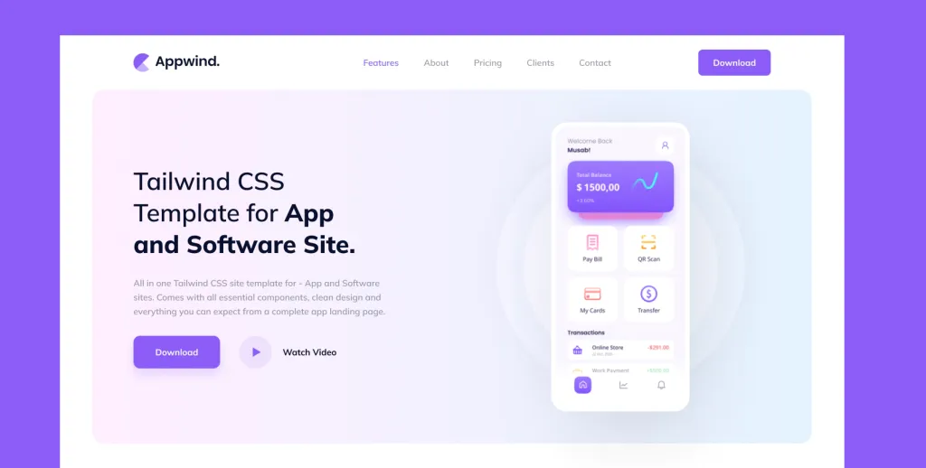 Mobile App Landing Page Template Image 1