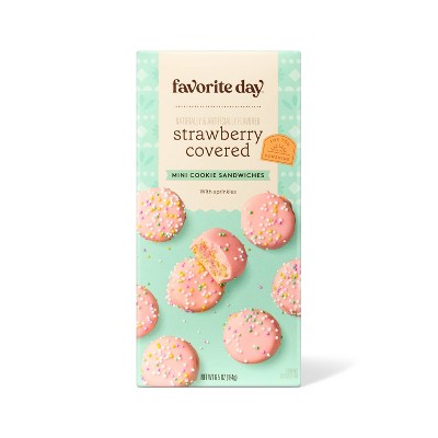 Spring Easter Pink Strawberry Coated Mini Creme Sandwich Cookies - 6.5oz - Favorite Day™