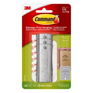 Command 3 Hangers/6 Large Strips/6 Sets of Mini Strips Universal Picture Hangers White: Frame Hanging Hardware - 1 of 4