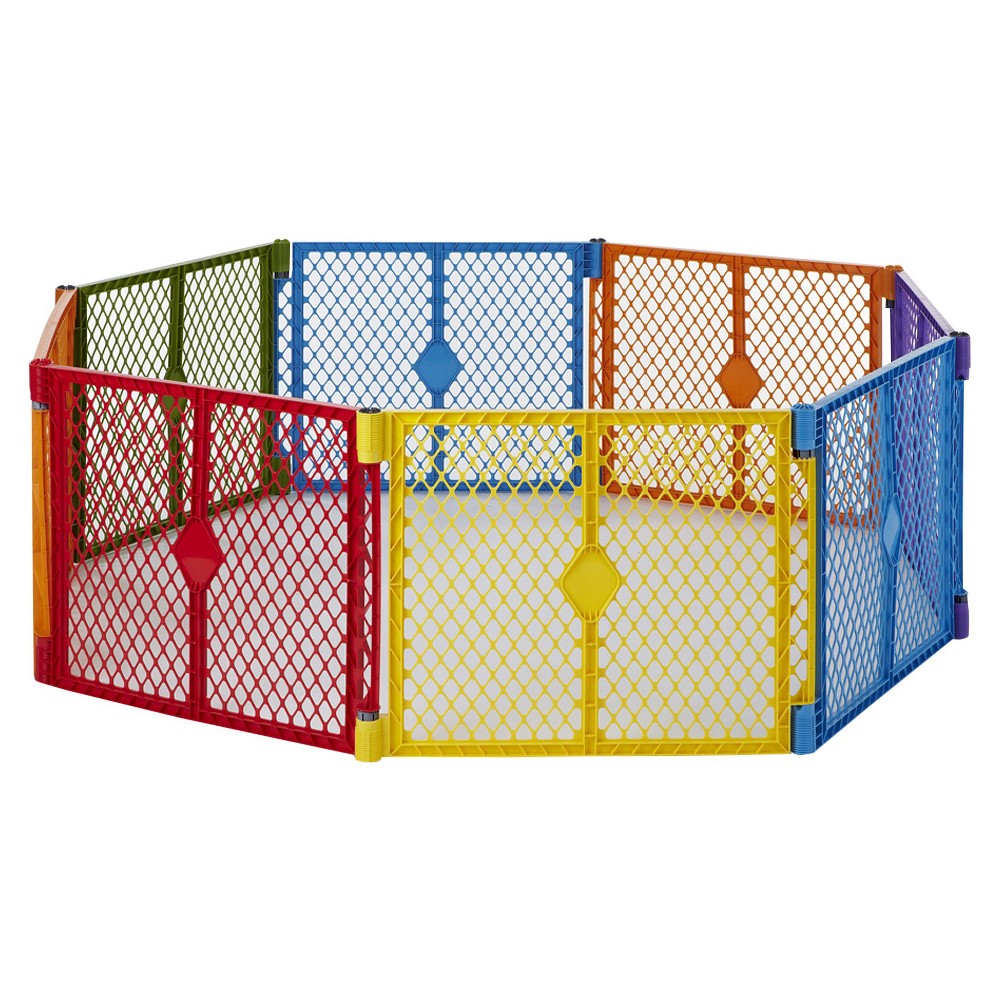 Toddleroo by North States Superyard Colorplay 8 Panel Freestanding Gate