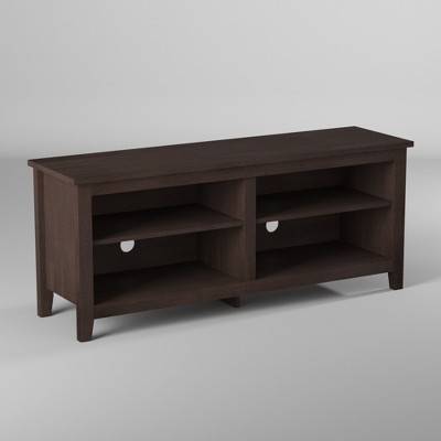 Transitional 4 Cubby Wood Open Storage TV Stand for TVs up to 65"- Saracina Home