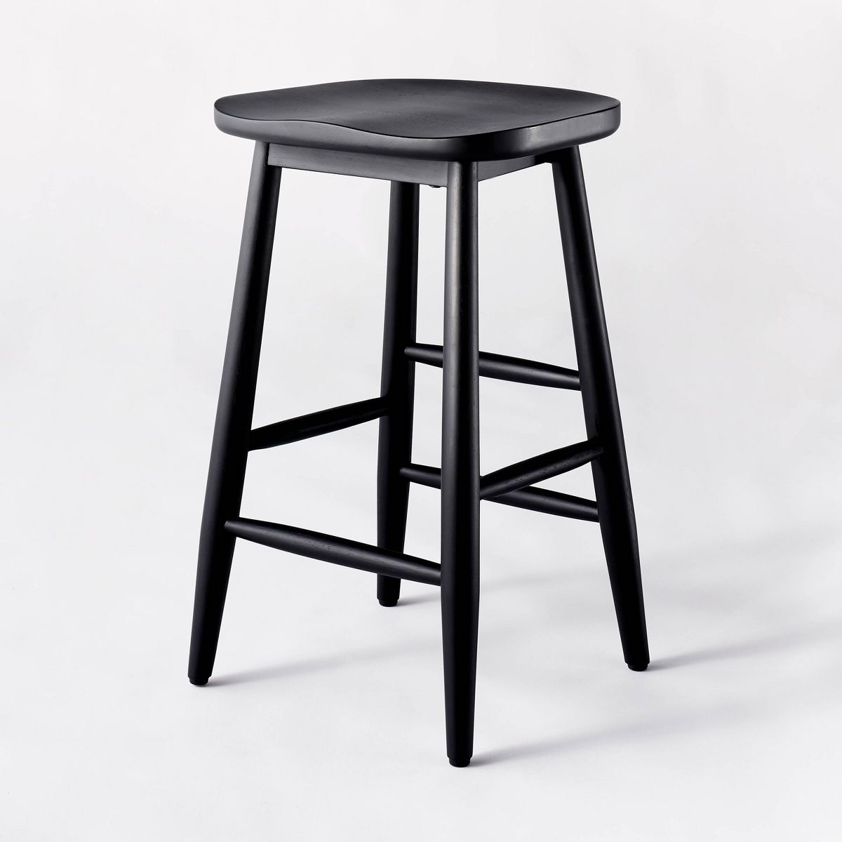 Threshold All Wood Backless Counter Height Barstool (Black)