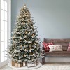 Puleo 7.5' Pre-lit Flocked Alaskan Fir Artificial Christmas Tree Dual Color Lights: LED, Easy Setup, Hypoallergenic - image 2 of 4