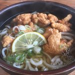 Myoban Udon - とり天うどん！かぼすが入っているごぼ天も食べたかった〜