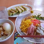 Kouraku En Kaminoyama Ten - 醤油ダレ冷し中華+玉丼+ベジタブル餃子セット