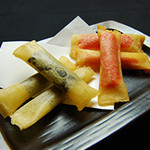 Cheese fries with seaweed and mentaiko