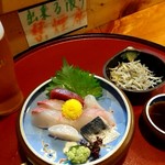 Koryori Yayoi - ビールとお刺身(食べ途中写真でスミマセン)